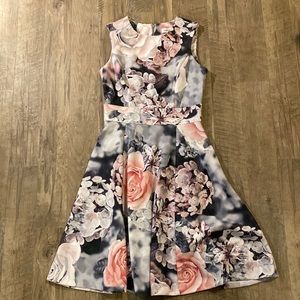 Unique pink, black and white dress